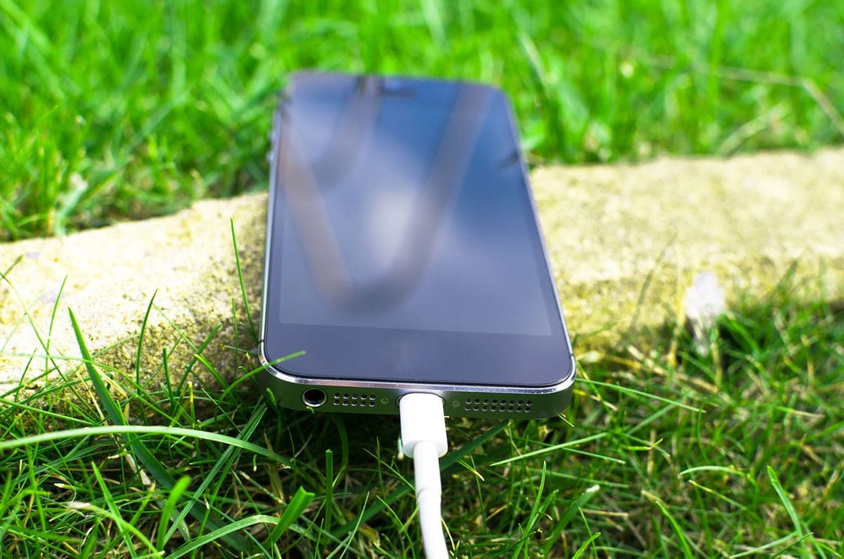 A heavy outdoor extension cord running across a lawn toward a lit display