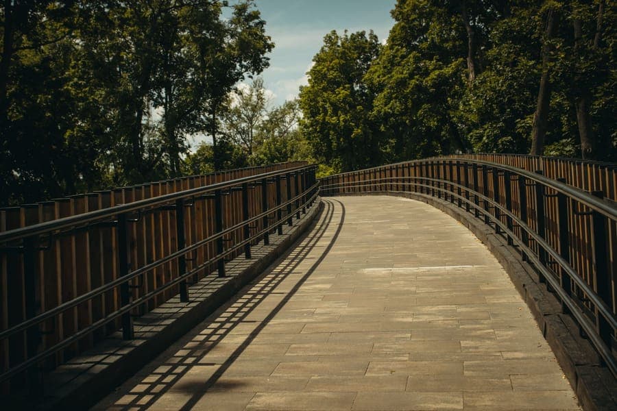 A low rubber ramp covering a cable where it crosses a walkway
